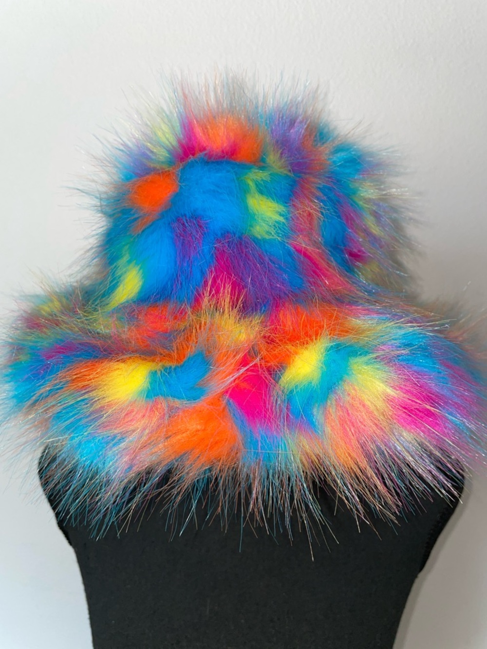 Colorful Faux Fur Bucket Hat - Multicolor
